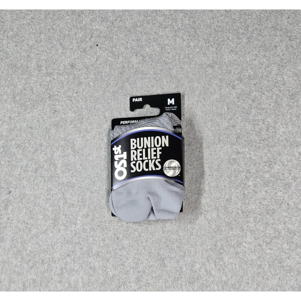 Os1st Men Socks Medium Gray Bunion Relief Split Toe 1 pair NWT